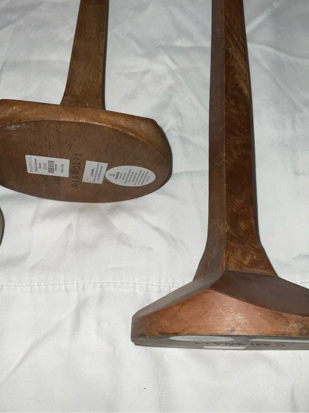 Magnolia Wooden Candlestick Holders in Brown
